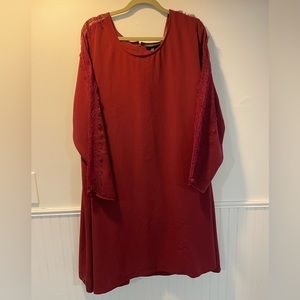 Lane Bryant burgundy lace detail dress